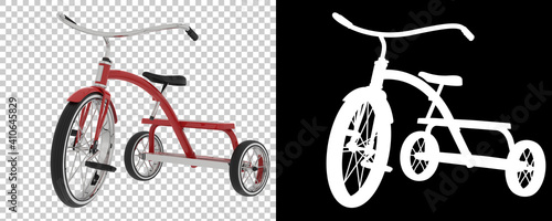 Tricycle isolated on background with mask. 3d rendering - illustration photo