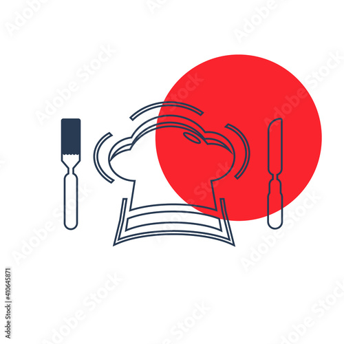 Restaurant icon. Chef hat, food eating icon. vector, flat style, two color, black shape icon