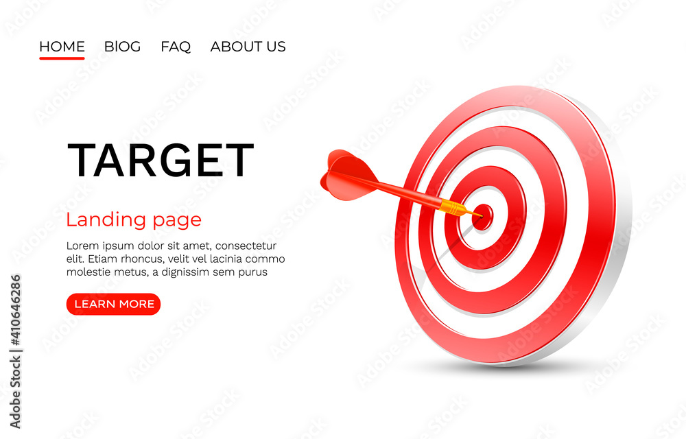Target landing page, banner business 3d icon. Vector Target landing page, banner business 3d icon. Vector