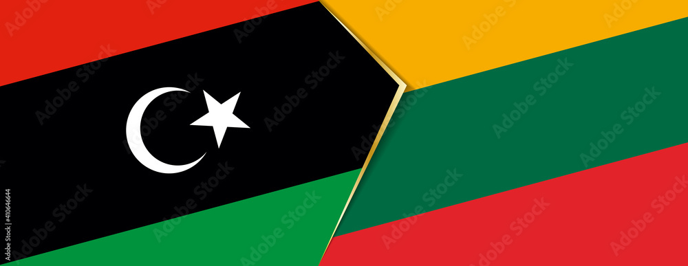 Libya and Lithuania flags, two vector flags. Libya and Lithuania flags, two vector flags.