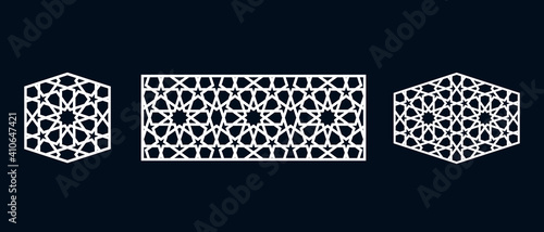 Set of templates of Islamic pattern for laser cutting or paper cut. Vector illustration.