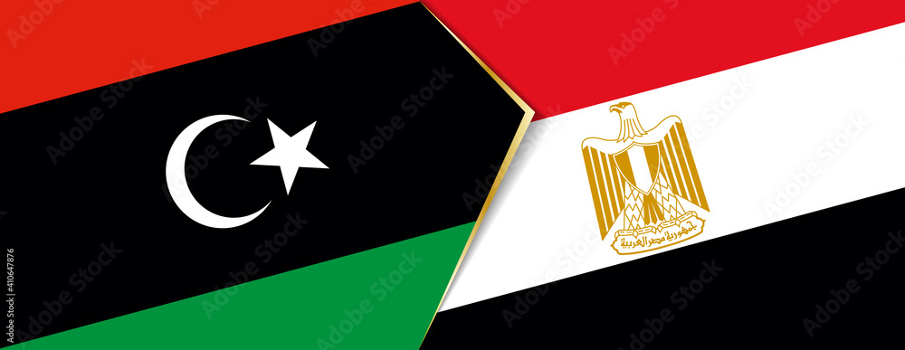 Libya and Egypt flags, two vector flags. Libya and Egypt flags, two vector flags.
