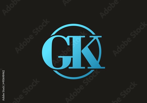 Blue GK initial letter logo