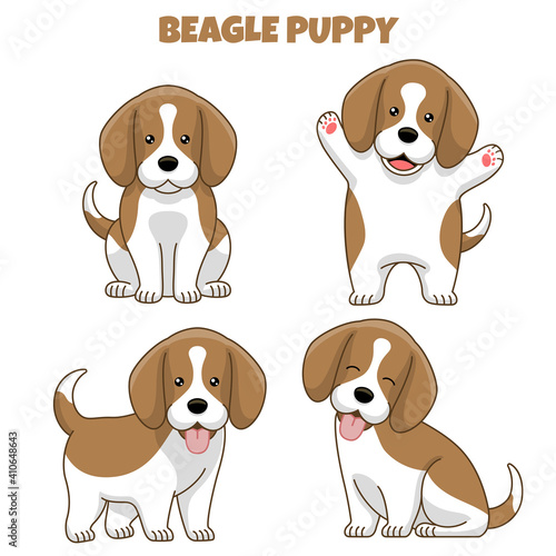 set of beagle dog puppy in cartoon style © bazzier