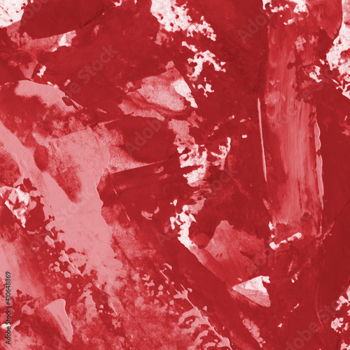 Modern contemporary acrylic background. Red texture made with a palette knife. Abstract painting on paper. Mess on the canvas.