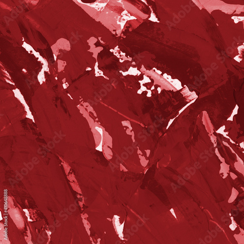 Modern contemporary acrylic background. Red texture made with a palette knife. Abstract painting on paper. Mess on the canvas.