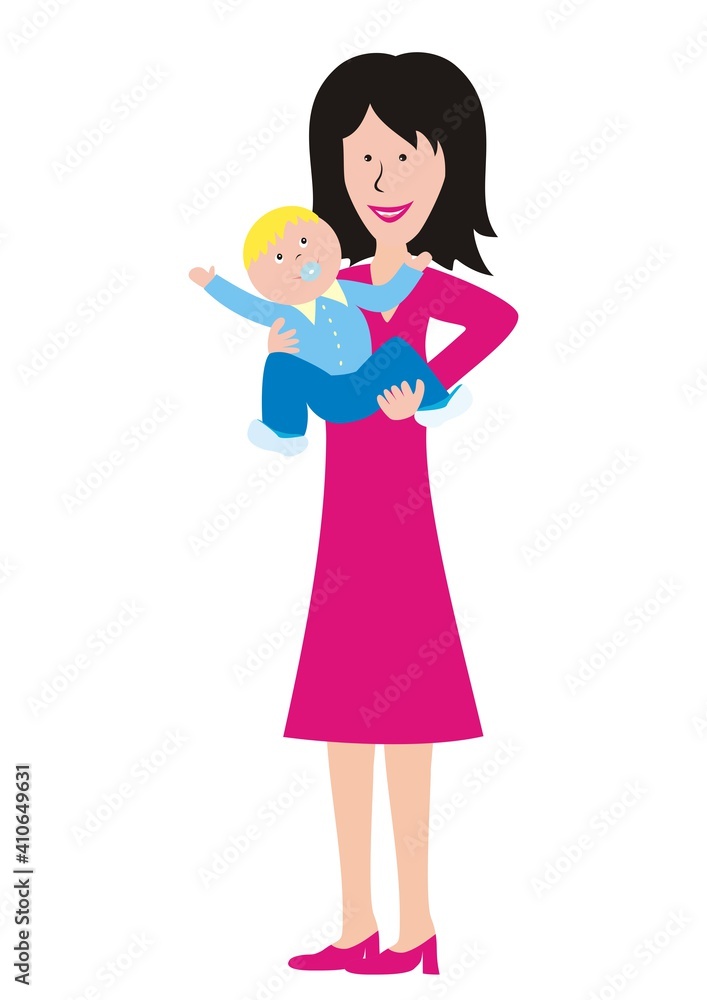 mother and baby boy, vector illustration mother and baby boy, vector illustration