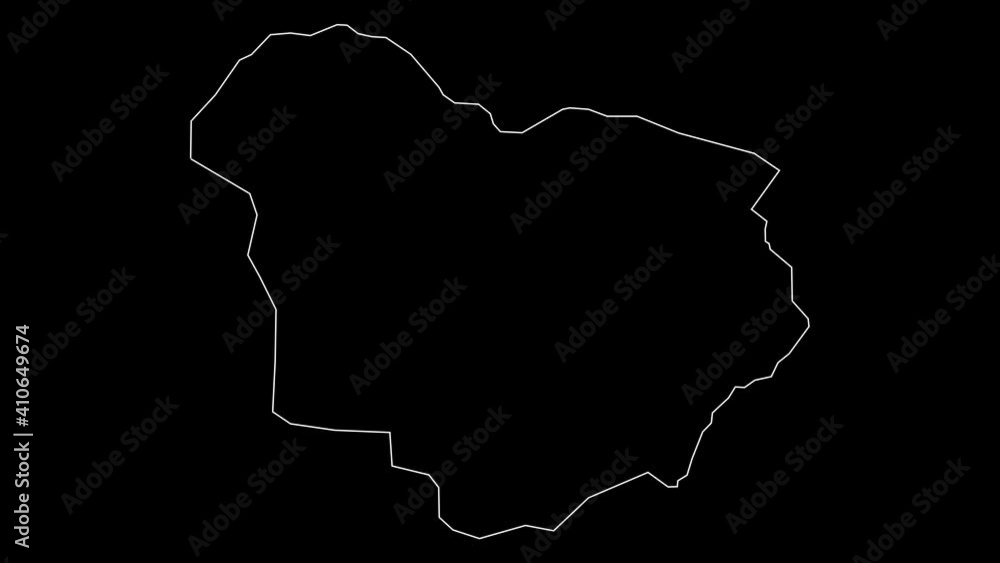 Ouaddai Chad region map outline animation Ouaddai Chad region map outline animation