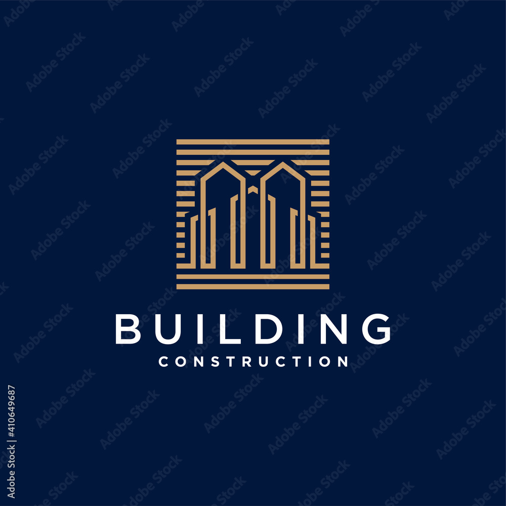 Building logo with modern line art style for company Premium Vector. part 5