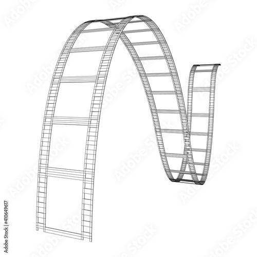 Cinema film strip. Film frame. Old retro cinema strip. Wireframe low poly mesh vector illustration.