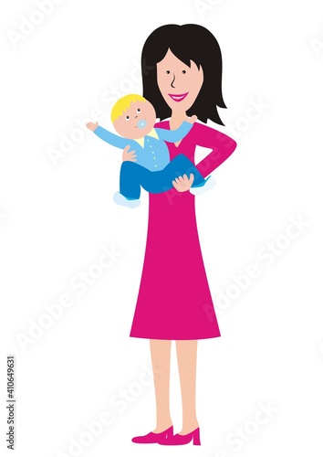 mother and baby boy, vector illustration	