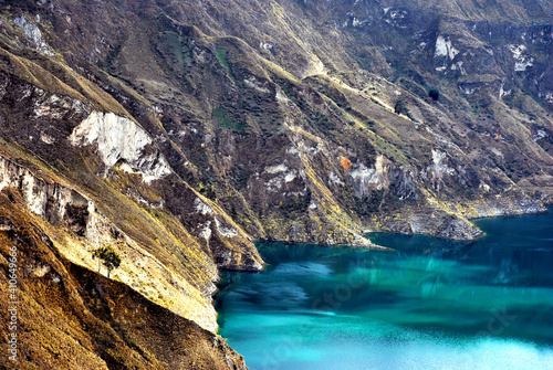 View of Quilotoa a   water-filled crater lake and the most western volcano in the Ecuadorian Andes
