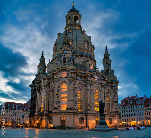 Frauenkirche Church and Martin Luther Monument in Dresden