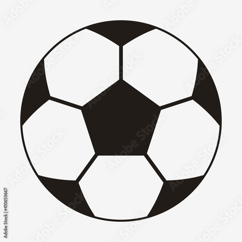 Football Vector Icon. Black and White Simple Soccer Ball. Front View