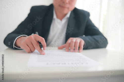 Partner Business signing contractpaper for service and law, Business owners shake hands to agree to work.Partners hold hands to accept work.Businessman feedback document concept