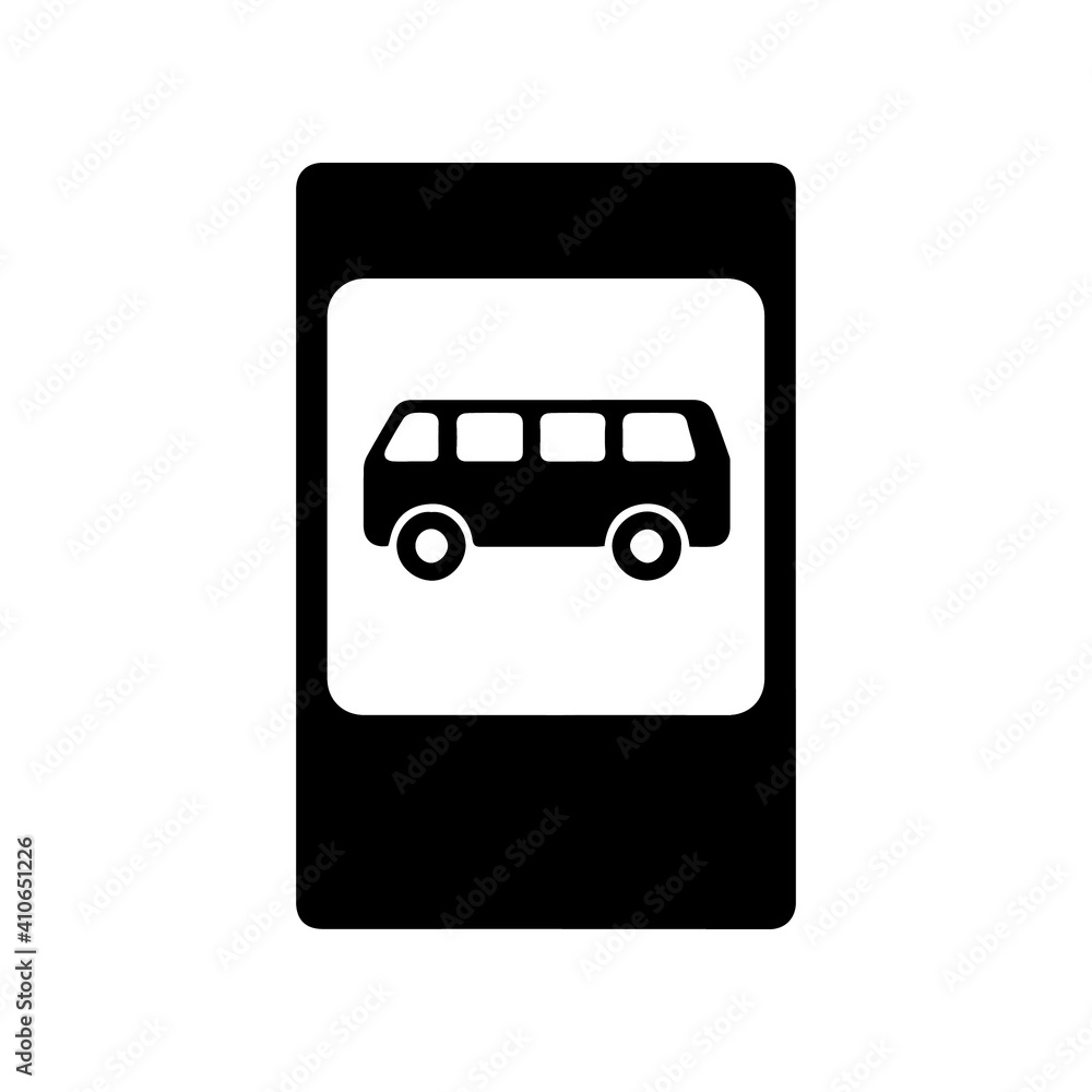 Road sign black bus stop vector icons Road sign black bus stop vector icons