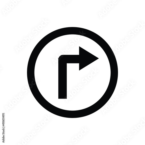 Road sign black turn right vector icon