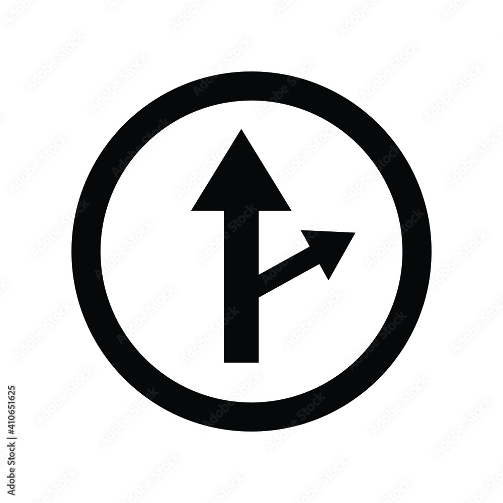 Road sign black straight and right vector icons Road sign black straight and right vector icons