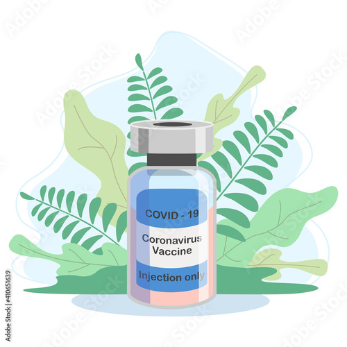 Covid-19 Coronavirus concept. vaccine vial and syringe. pandemic covid-19 outbreak. isolated icon. flat