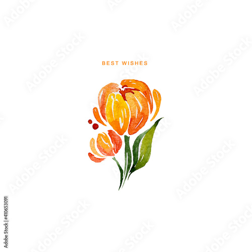 Watercolour colourful tulips for invitation cards