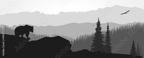 Paysage de montagne avec ours