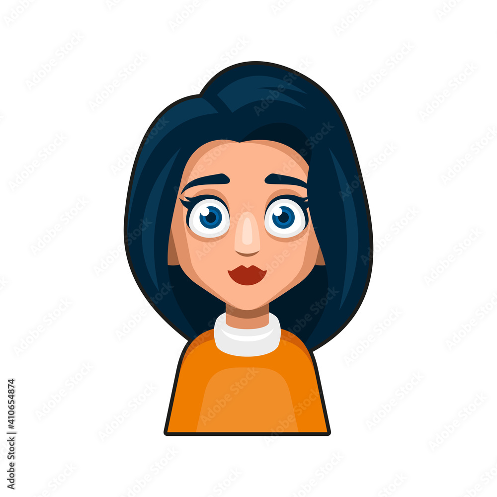 Cute Beautiful Girl Avatar Character. Young Woman Cartoon Style Userpic Icon Cute Beautiful Girl Avatar Character. Young Woman Cartoon Style Userpic Icon