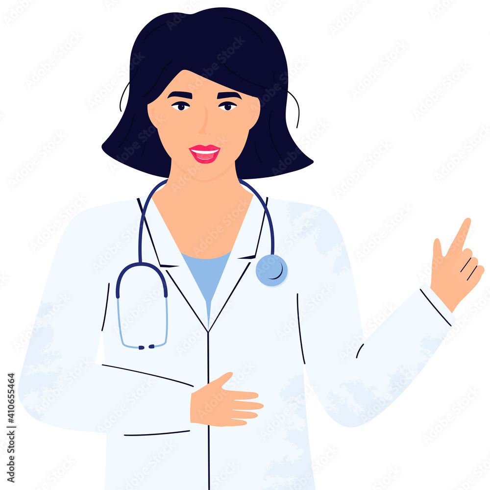 Woman doctor. Therapist. Medical worker. Vector illustration