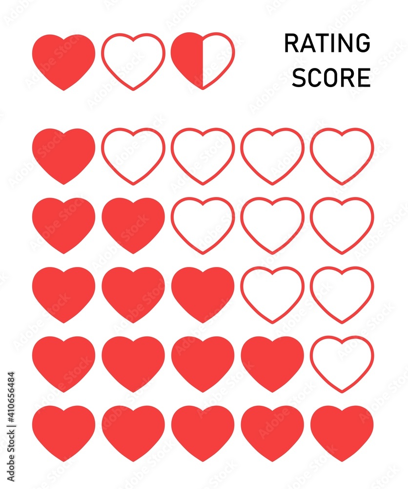 Review rating score hearts