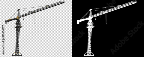 Construction crane isolated on background with mask. 3d rendering - illustration photo