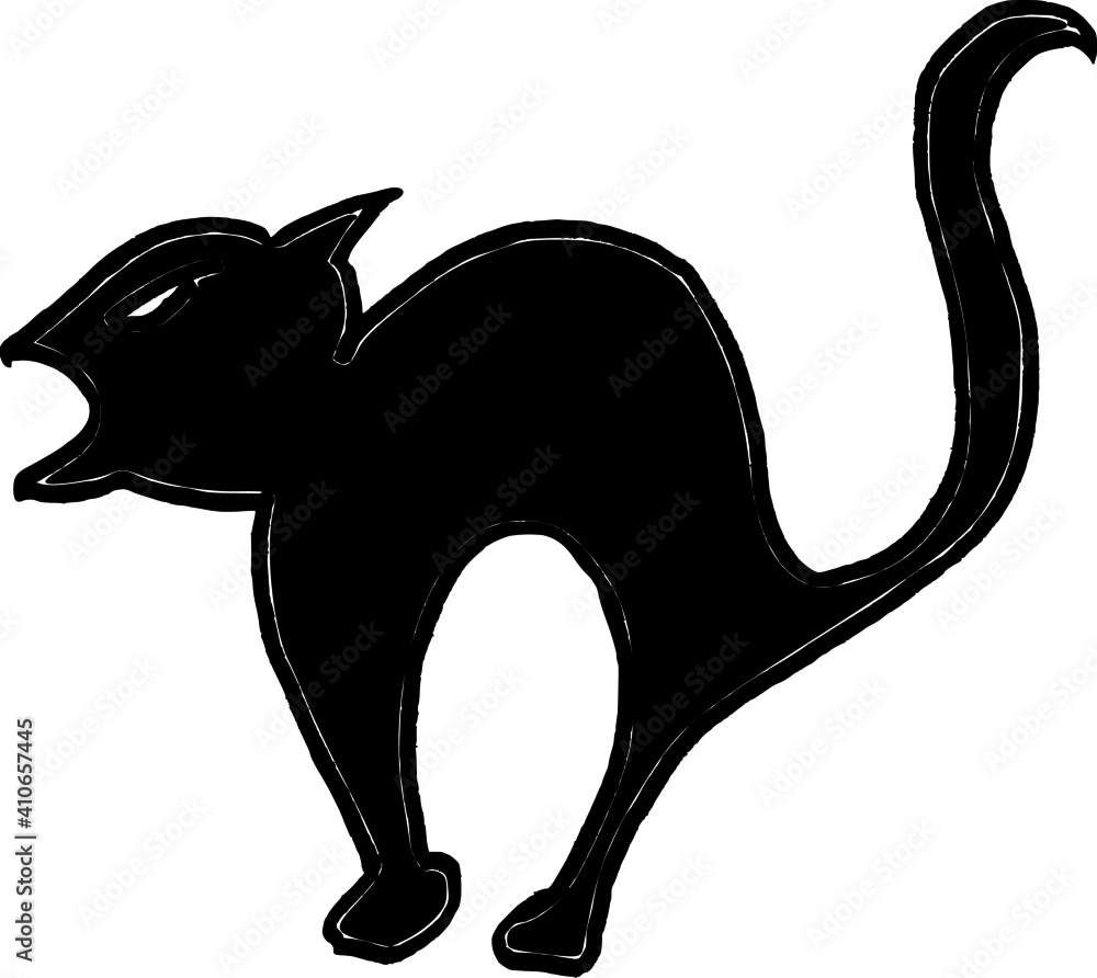 Furious and angry black cat vector free hand drawing