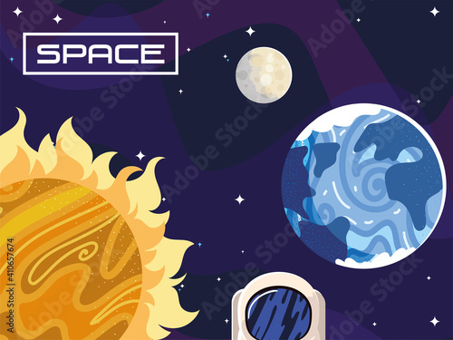 space astronomy sun moon and earth planet cosmos