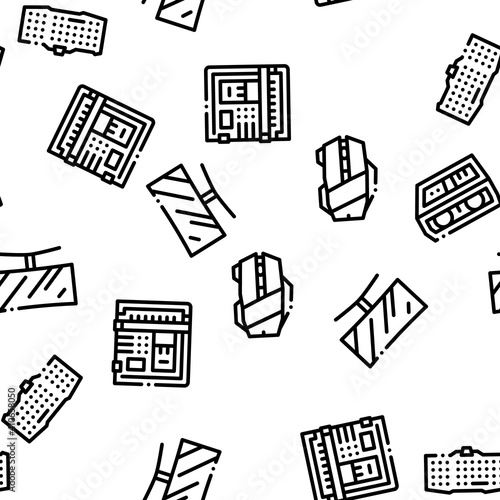 Computer Technology Seamless Pattern Vector Thin Line. Illustrations