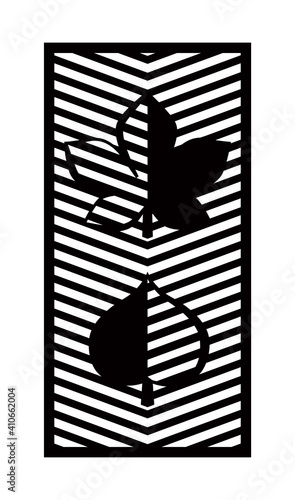 Cnc pattern with mapleand linden leaves. Decorative panel, screen,wall. Vector leaves cnc panel for laser cutting. Template for interior partition, room divider, privacy fence