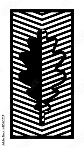 Oak leaf cnc pattern. Decorative panel, screen,wall. Vector leaf cnc panel for laser cutting. Template for interior partition, room divider, privacy fence