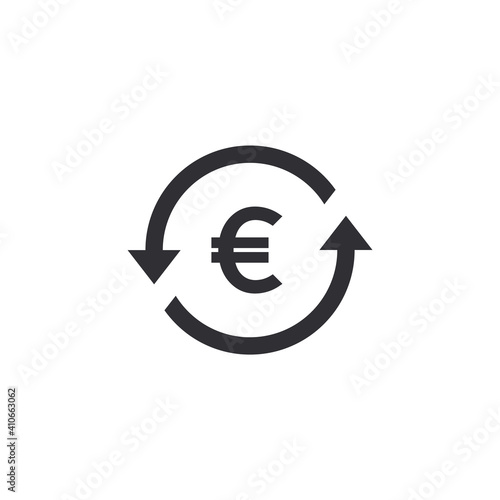 Coin icon. Euro coin. Money transfer. Bank payment symbol. Euro sign. Finance symbol. Currency symbol. Euro currency. Cash icon. Euro cent. Currency exchange. Back refund investment. European currency