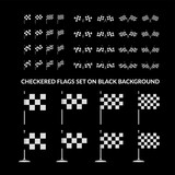 Checkered racing flag. Vector set illustration on black