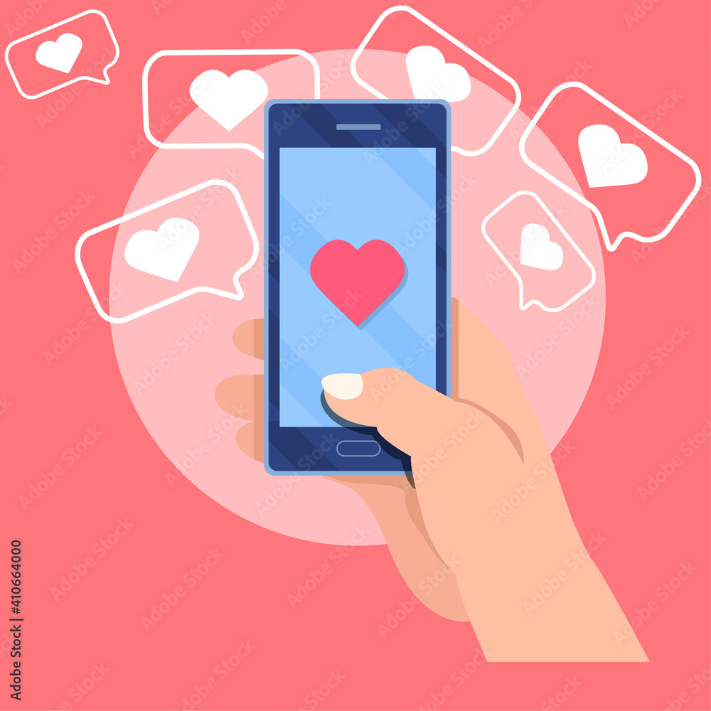 love message on the phone, vector illustration