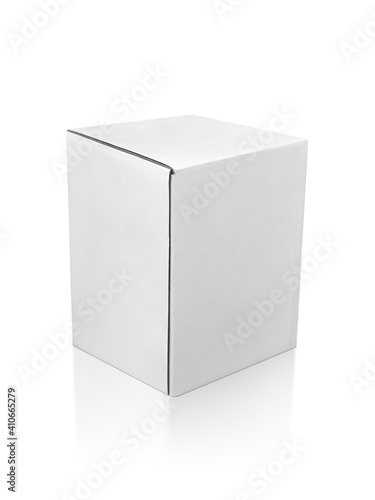 blank packaging white cardboard box isolated on white background ready for packaging design