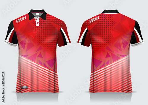 jersey badminton polo shirt design, for uniform team front and back
