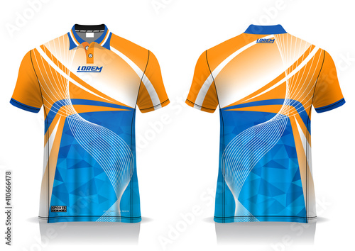 jersey badminton polo shirt design, for uniform team front and back
