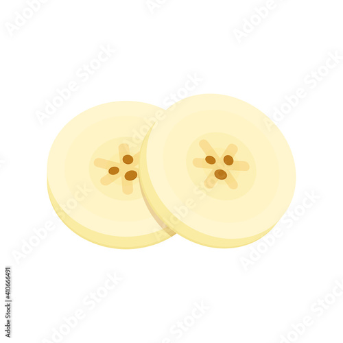 Banana slices isolated on a white. Banana vector.