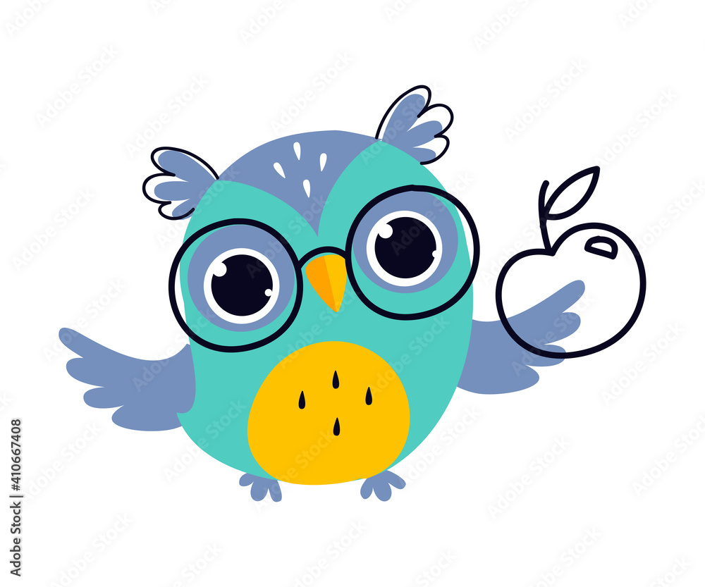 Wise Owl in Glasses, Cute Bird Teacher Cartoon Character Vector Illustration Wise Owl in Glasses, Cute Bird Teacher Cartoon Character Vector Illustration