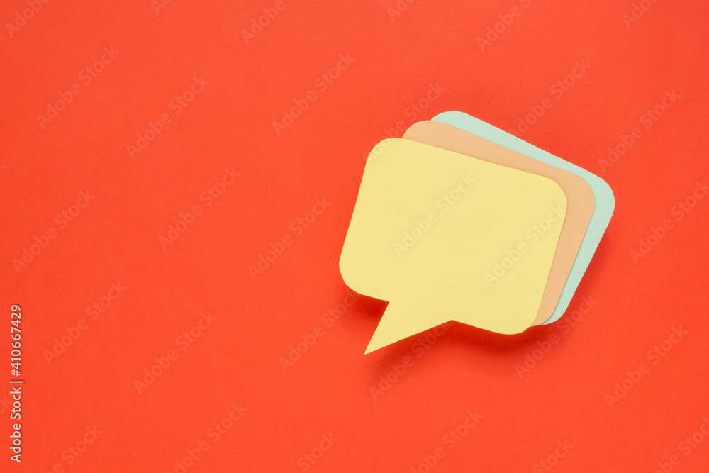 Multicolor speech bubbles on red background. Multicolor speech bubbles on red background.
