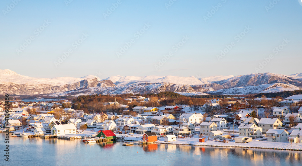 Winter picture from the harbor Brønnøysund town in the middle of Norway,Helgeland,Nordland county,Norway,scandinavia,Europe	