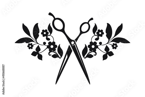 Hairdresser, Beauty salon logo. scissors sign vector illustration