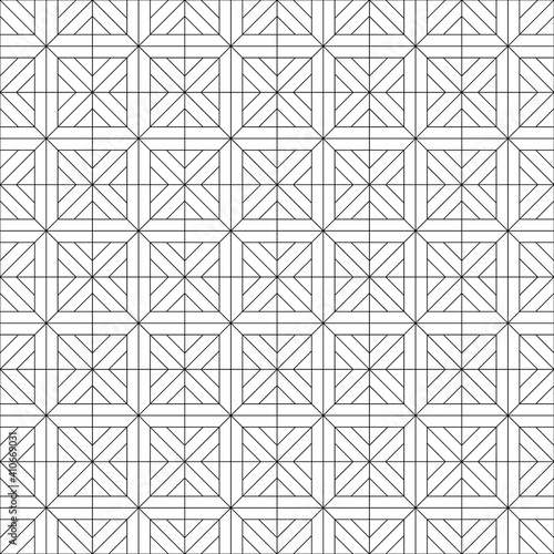 Seamless pattern in style Kumiko. Black fine lines.