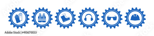 vector illustration of a set of blue and white buttons	
