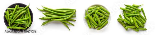 Foto Green beans isolated on white from above
