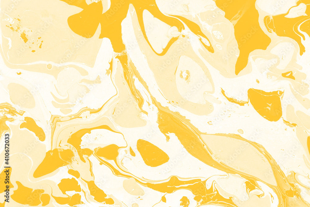 Yellow luxury marble ink texture on watercolor paper background. Marble stone image. Bath bomb effect. Psychedelic biomorphic art. Yellow luxury marble ink texture on watercolor paper background. Marble stone image. Bath bomb effect. Psychedelic biomorphic art.