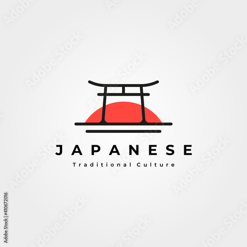 torii gate logo japanese culture vector symbol minimal illustration design